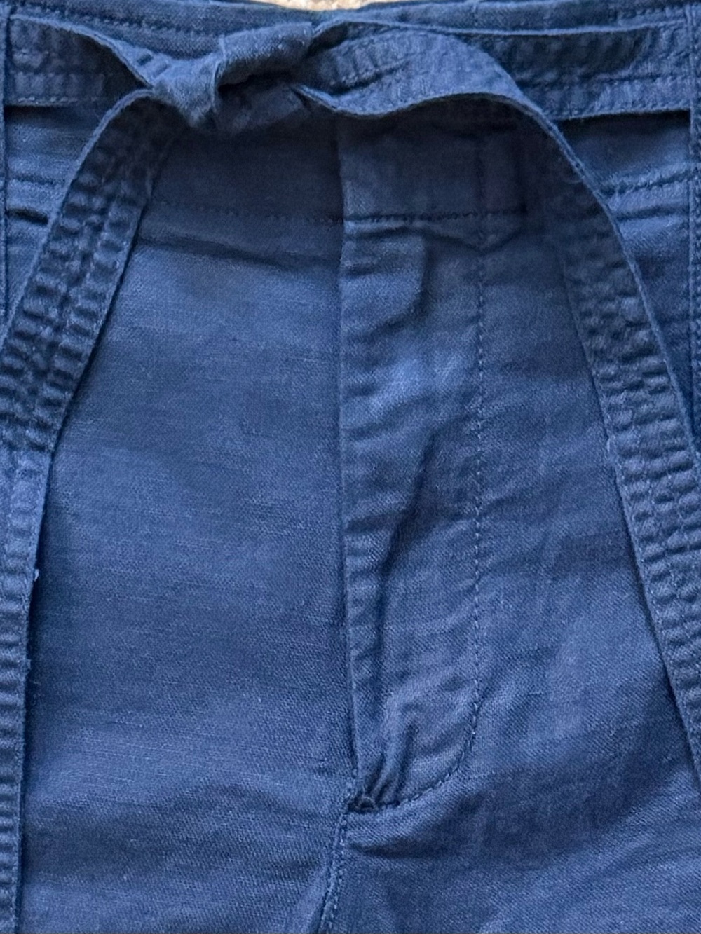 GAP Navy Wide-Leg Linen Blend Tie Waist Pants - Picture 3 of 8